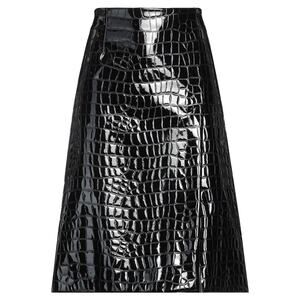 NWT Dolce & Gabbana Black Croc Faux-Leather Midi Skirt IT 46 US XL